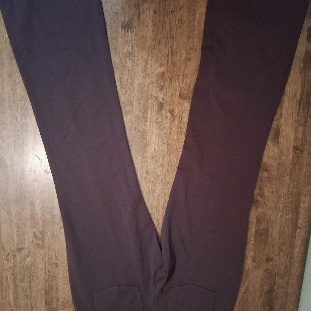 Athleta Brown Pull On Flare Leg Elastic Waist Strech Pants MT - Picture 6 of 7